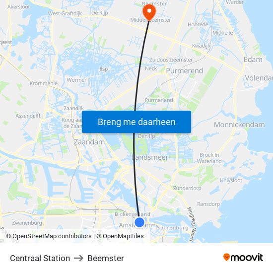 Centraal Station to Beemster map