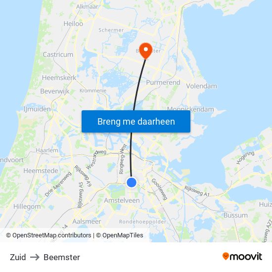 Zuid to Beemster map