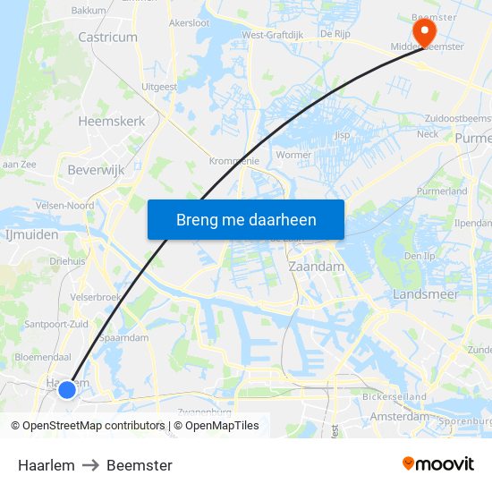 Haarlem to Beemster map