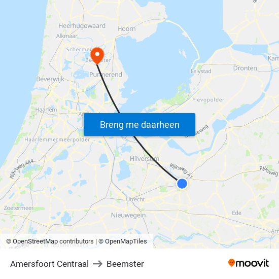 Amersfoort Centraal to Beemster map