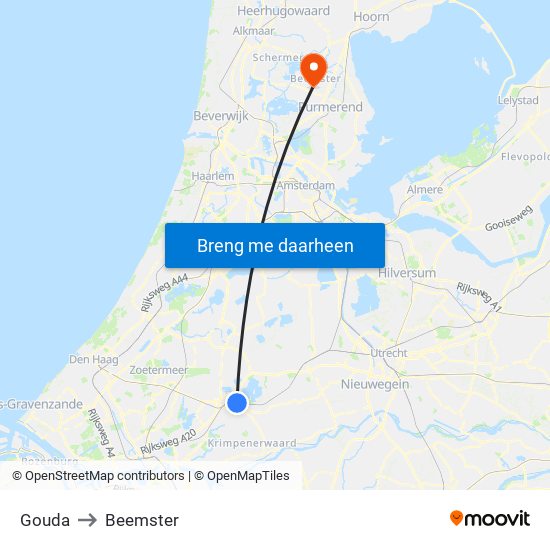 Gouda to Beemster map