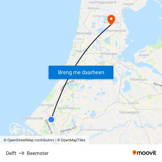 Delft to Beemster map