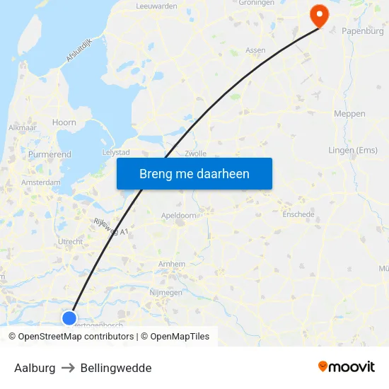 Aalburg to Bellingwedde map