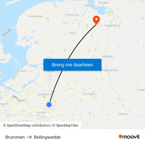 Brummen to Bellingwedde map