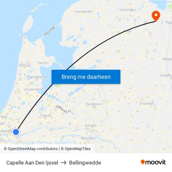 Capelle Aan Den Ijssel to Bellingwedde map
