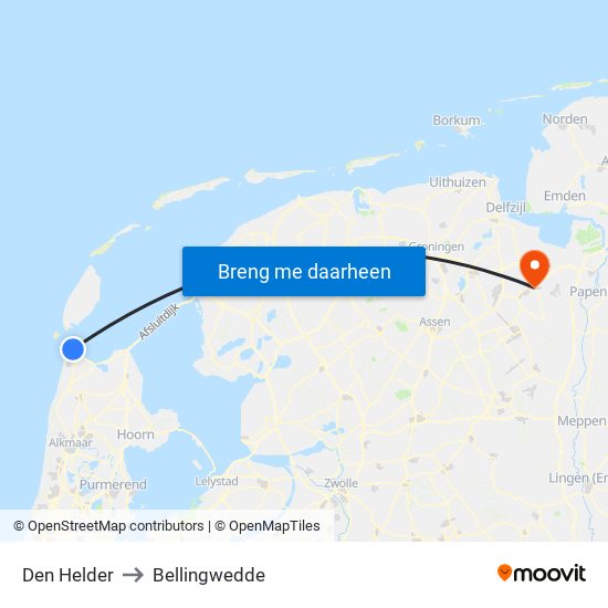 Den Helder to Bellingwedde map