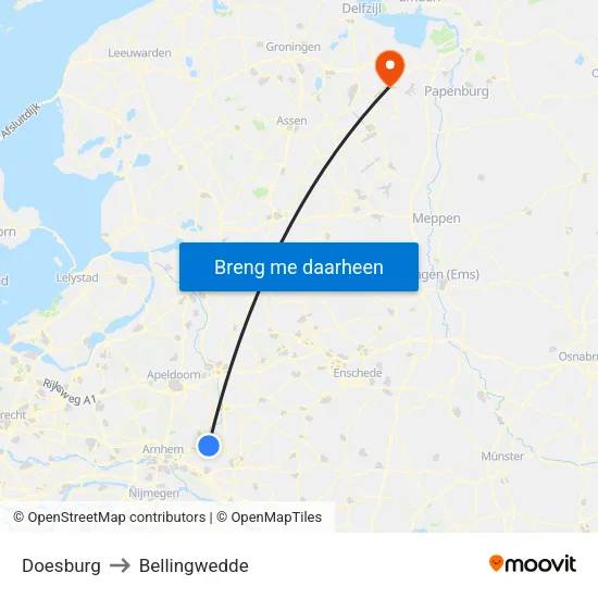 Doesburg to Bellingwedde map