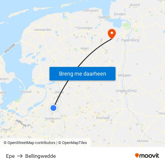 Epe to Bellingwedde map