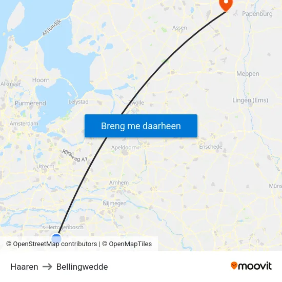 Haaren to Bellingwedde map