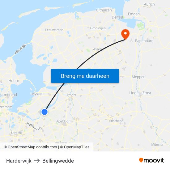 Harderwijk to Bellingwedde map