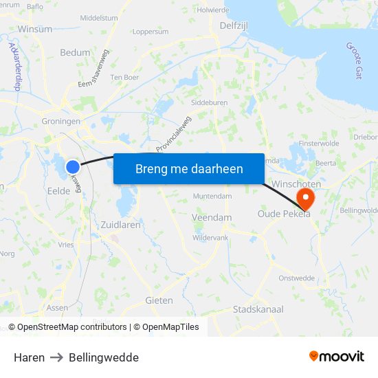 Haren to Bellingwedde map