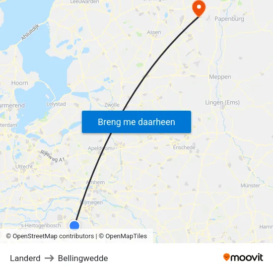 Landerd to Bellingwedde map
