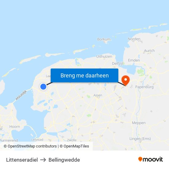Littenseradiel to Bellingwedde map