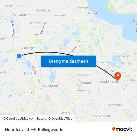 Noordenveld to Bellingwedde map
