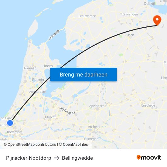 Pijnacker-Nootdorp to Bellingwedde map