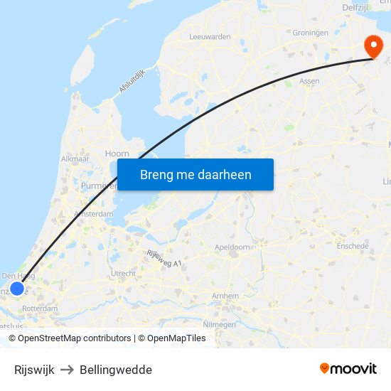 Rijswijk to Bellingwedde map