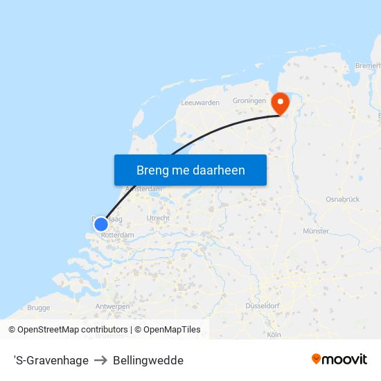 'S-Gravenhage to Bellingwedde map