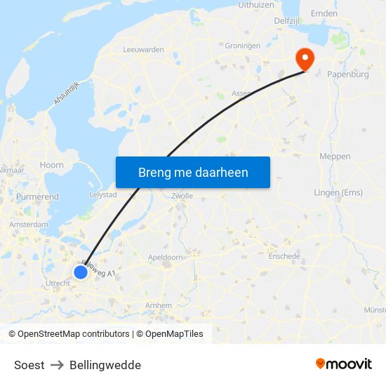 Soest to Bellingwedde map