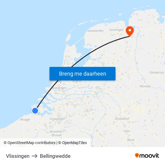 Vlissingen to Bellingwedde map