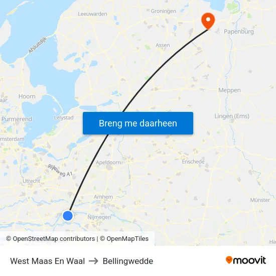 West Maas En Waal to Bellingwedde map