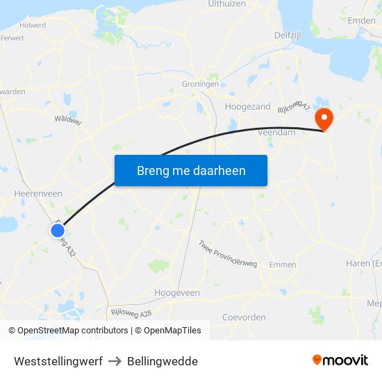 Weststellingwerf to Bellingwedde map