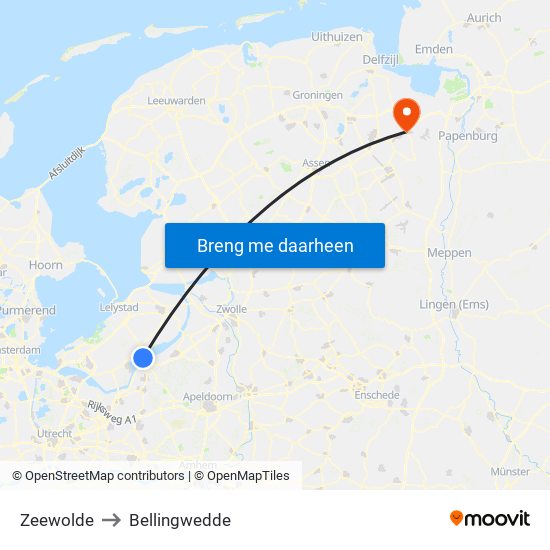 Zeewolde to Bellingwedde map