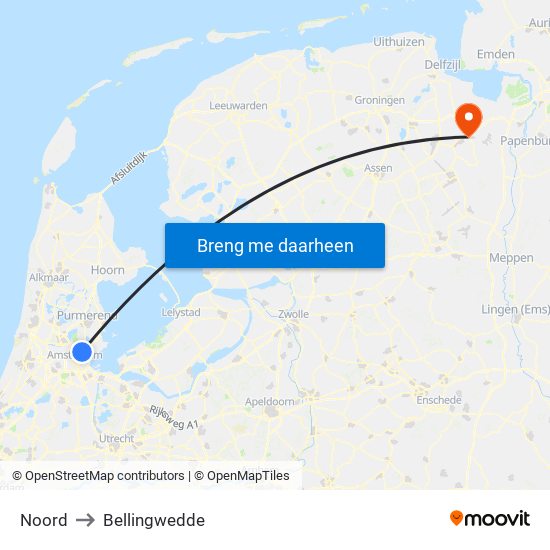 Noord to Bellingwedde map
