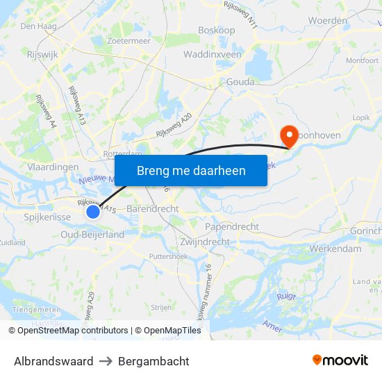 Albrandswaard to Bergambacht map