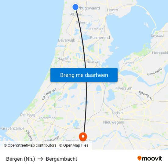 Bergen (Nh.) to Bergambacht map