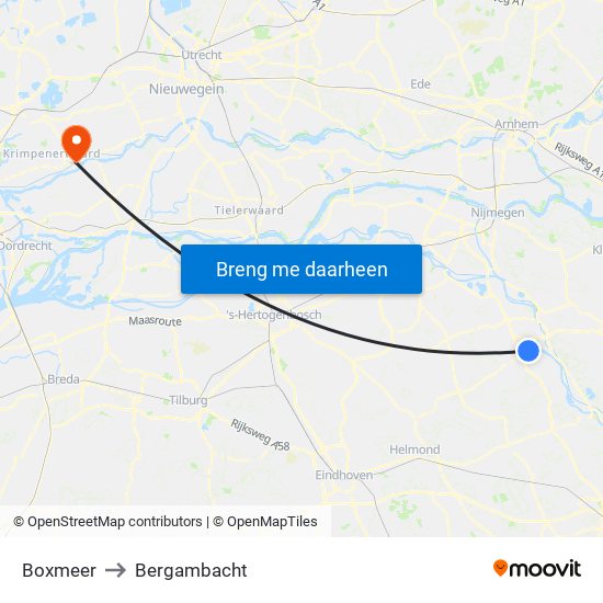 Boxmeer to Bergambacht map