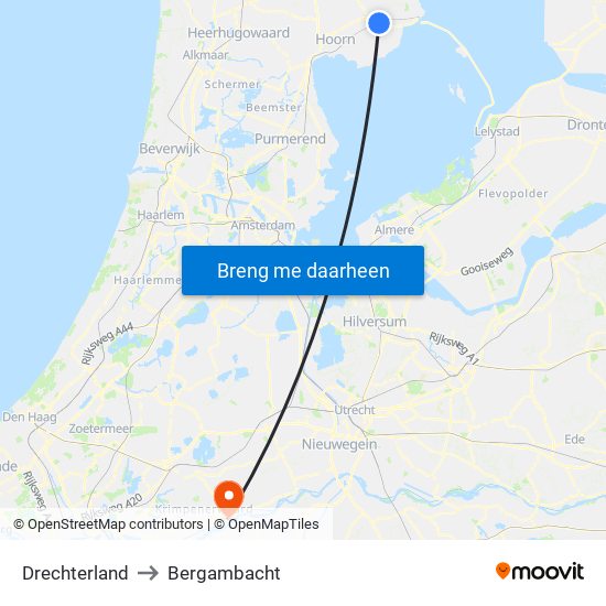 Drechterland to Bergambacht map