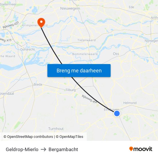 Geldrop-Mierlo to Bergambacht map