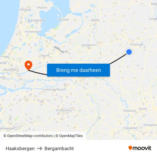 Haaksbergen to Bergambacht map