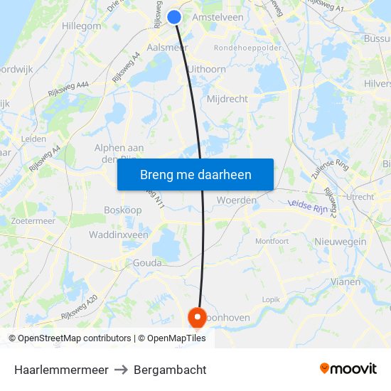 Haarlemmermeer to Bergambacht map
