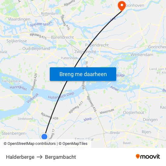 Halderberge to Bergambacht map