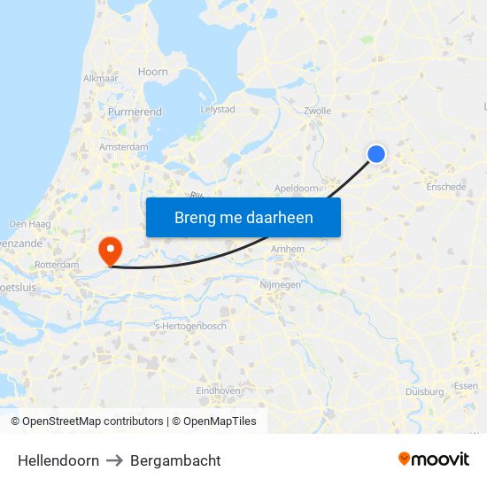 Hellendoorn to Bergambacht map