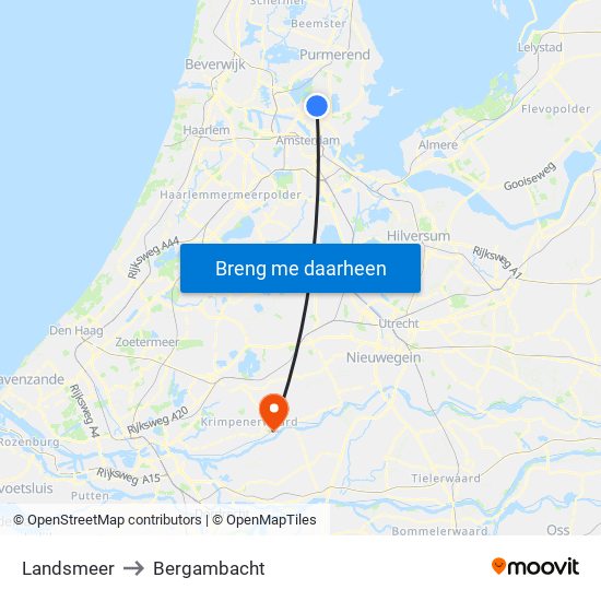 Landsmeer to Bergambacht map