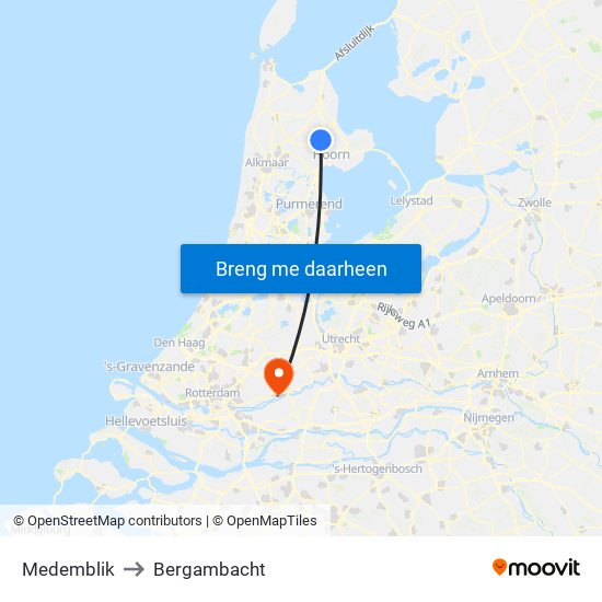 Medemblik to Bergambacht map