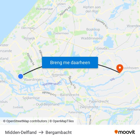 Midden-Delfland to Bergambacht map