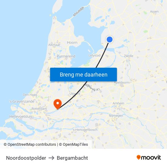 Noordoostpolder to Bergambacht map