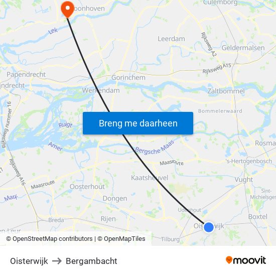 Oisterwijk to Bergambacht map