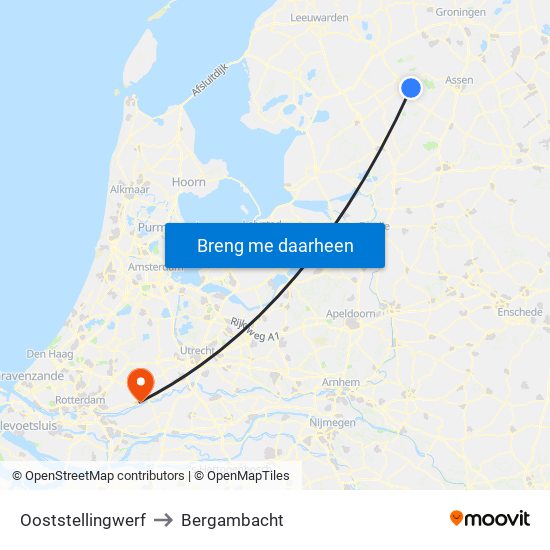 Ooststellingwerf to Bergambacht map