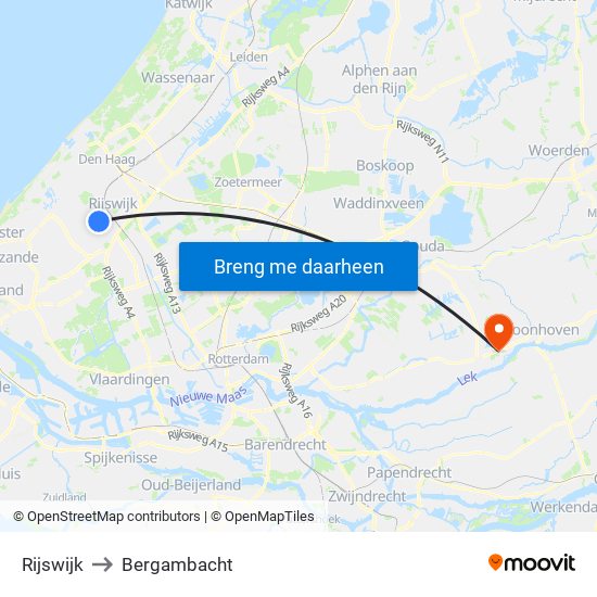 Rijswijk to Bergambacht map