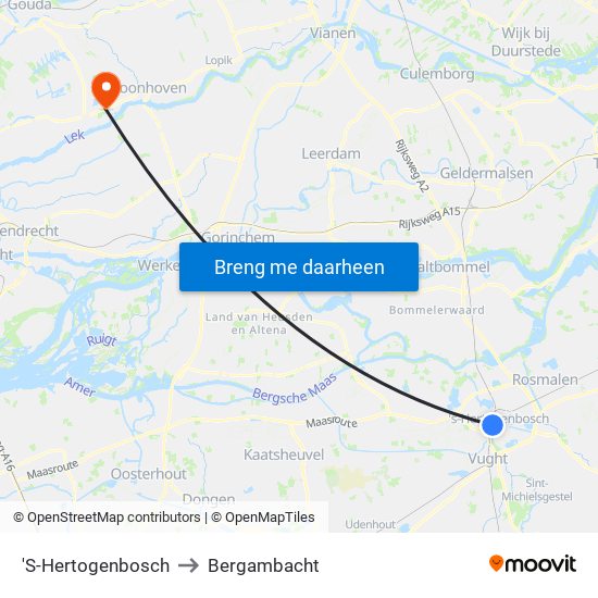 'S-Hertogenbosch to Bergambacht map