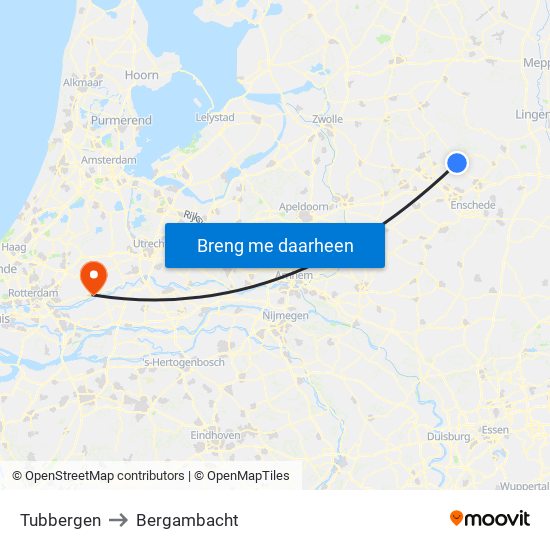 Tubbergen to Bergambacht map