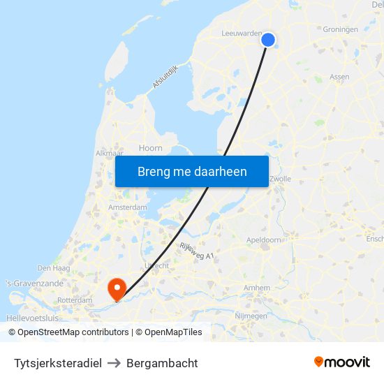 Tytsjerksteradiel to Bergambacht map