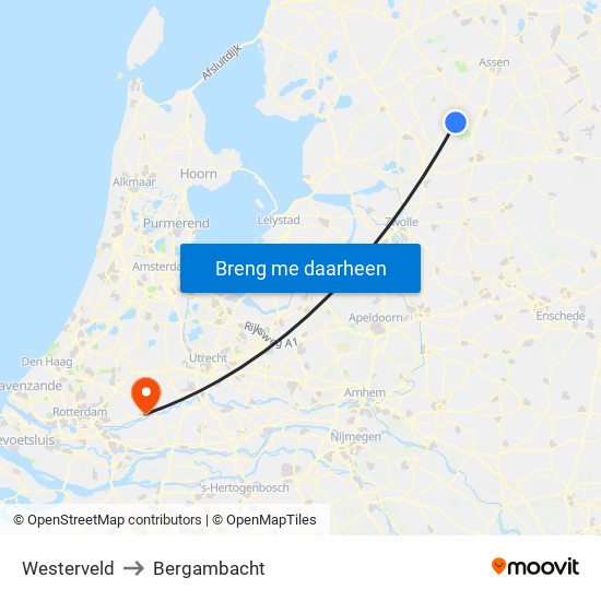 Westerveld to Bergambacht map