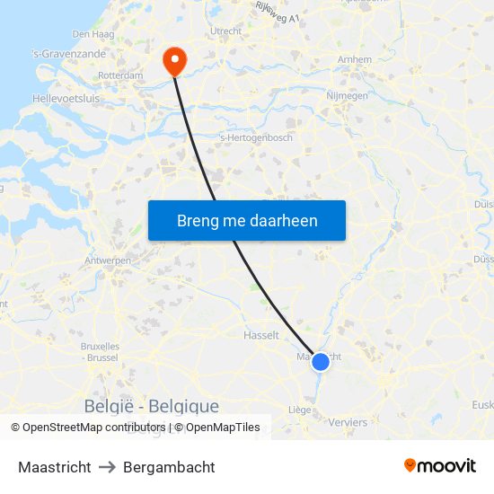 Maastricht to Bergambacht map