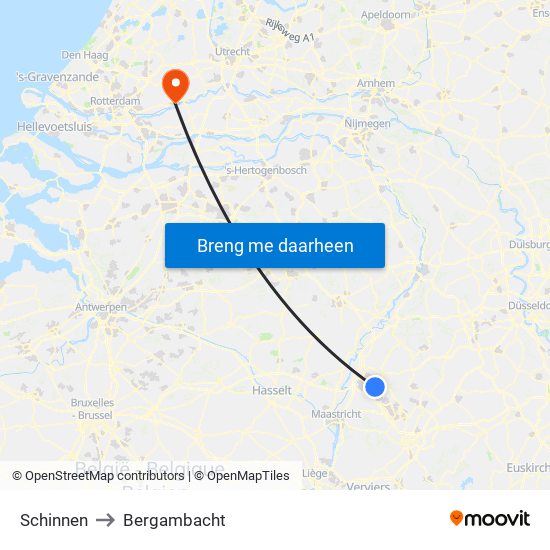 Schinnen to Bergambacht map