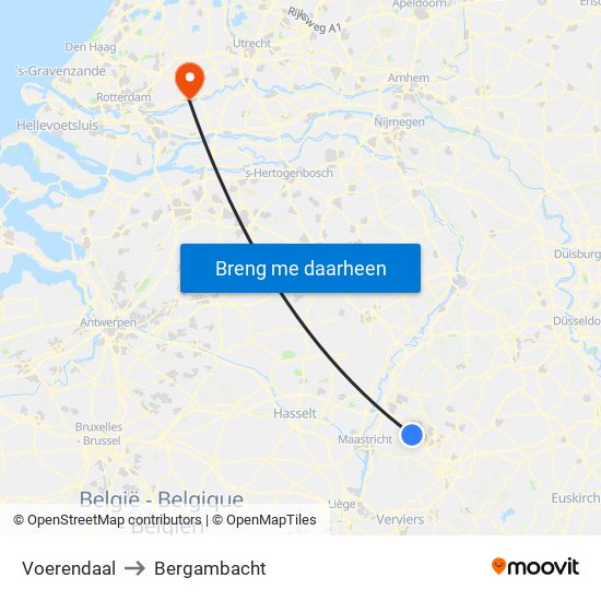 Voerendaal to Bergambacht map